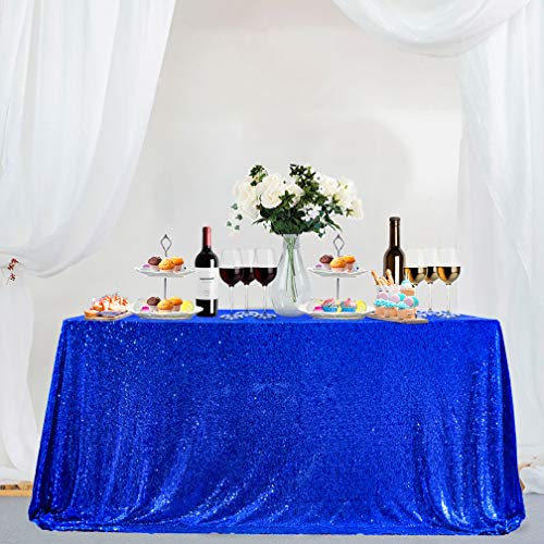 Partisout Royal Blue Sequin Tablecloth 50x80 Inch for Weddings & Events