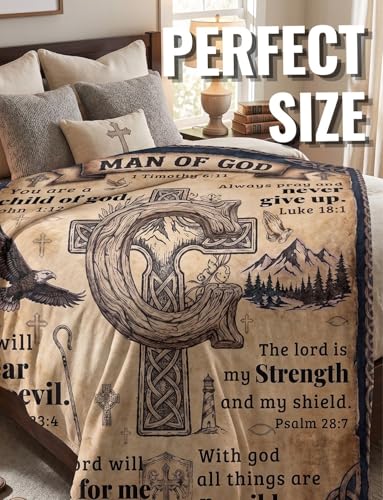 Huglanket Christian Religious Gift with Initial - Spiritual Inspirational Flannel Blanket, 50x65 Inches – T