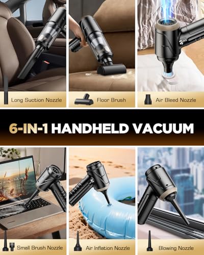 Cordless Handheld Vacuum Cleaner, 26kPa Portable Car Vacuum with LED Light