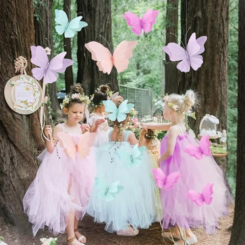 4-Piece Hanging Crepe Paper Butterfly Decorations for Party Decor