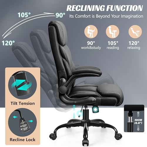Ergonomic Big and Tall Office Chair with Lumbar Support and Flip-up Arms