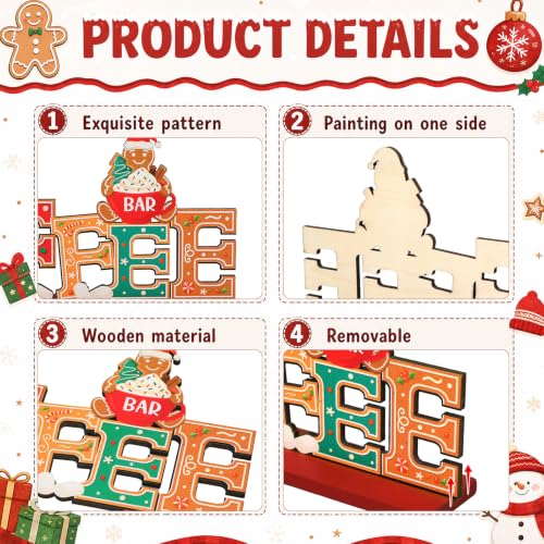 Qunclay 6-Piece Winter Holiday Coffee Bar Decor Set - Christmas Tabletop Accessories