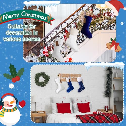 Blue Christmas Stockings 6-Pack with 6 Wooden Name Tags - MiniInflat