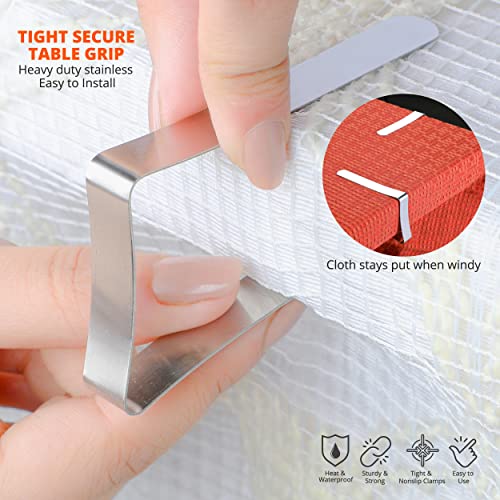 Stainless Steel Tablecloth Clips - 12 Pack Rust-Proof Table Cover Holders