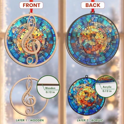 Christmas Music Gifts for Musicians Men Women - Wooden Treble Clef Ornament