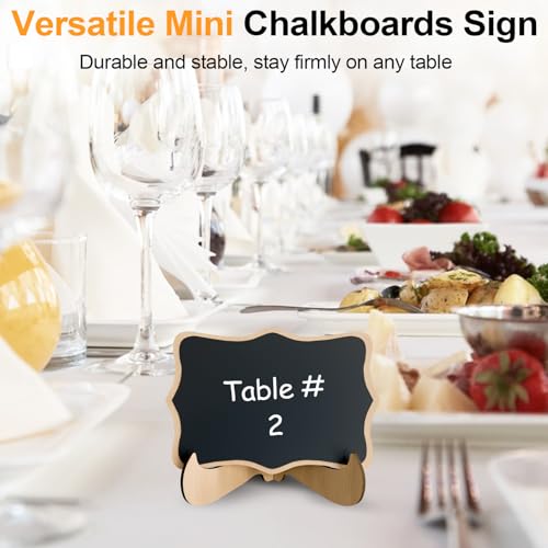 30-Pack Mini Chalkboard Signs with Stands, Assorted Shapes for Food Labels