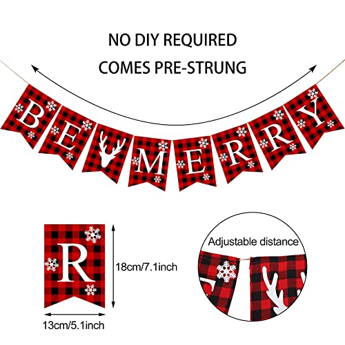 Rustic Burlap Christmas Banner - Be Merry Holiday Hanging Decorations