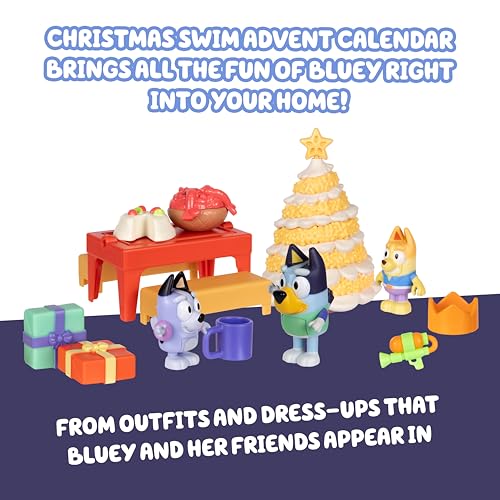 Bluey Christmas Swim 24-Day Advent Calendar Toy Playset with Mini Figures