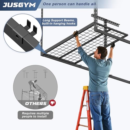 4x8ft Overhead Garage Storage Rack 750Lbs Ceiling Mount Shelf
