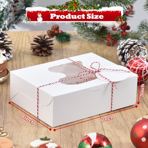 Cotopher 30Pcs White Christmas Cookie Boxes with Window 9x6x3in – Gift Set