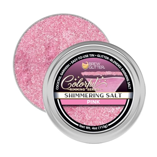 Bakell Pink Glitter Rimming Salt - Edible Cocktail Garnish, 4oz Pack