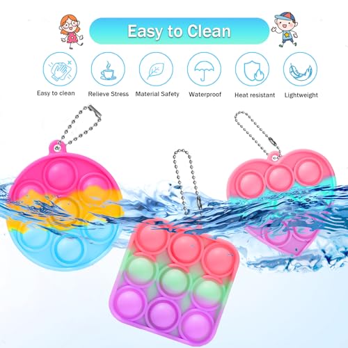 30-Piece Mini Pop Keychain Fidget Toy Set for Party Favors and Stress Relief