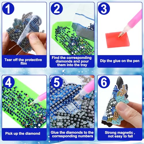 Copkim Snow Christmas Diamond Art Magnet Kits - 30 Pcs Holiday Magnets