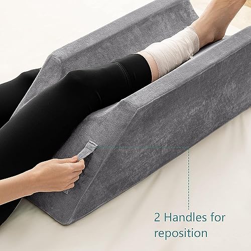 Leg Elevation Pillow for Surgery Recovery - Memory Foam with Velvet Cover