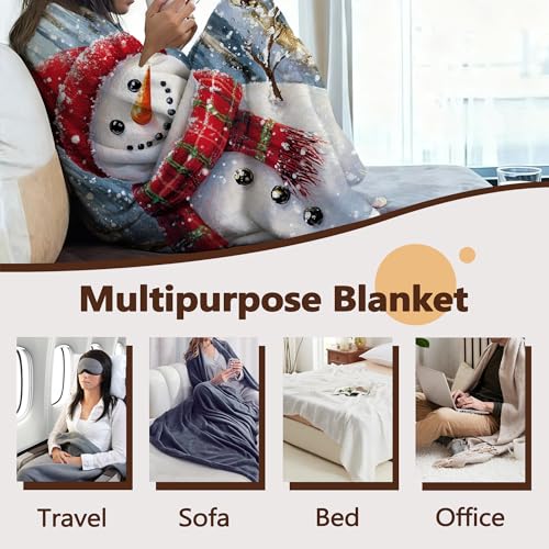 Snowmolle Cute Snowman Throw Blanket 50x60 Inch for Couch & Home Decor