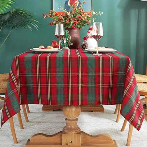 SASTYBALE Christmas Red Plaid Tablecloth 60 x 102 Inch (Rectangular) - Spill-Resistant