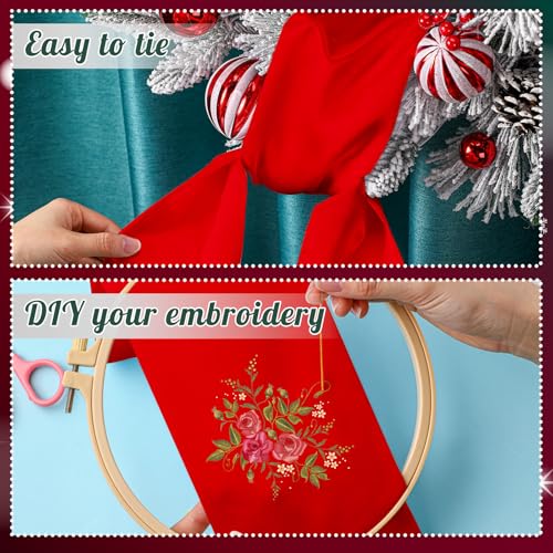 Red Wreath Sash for Front Door 2-Pack Polyester DIY Monogram Sash