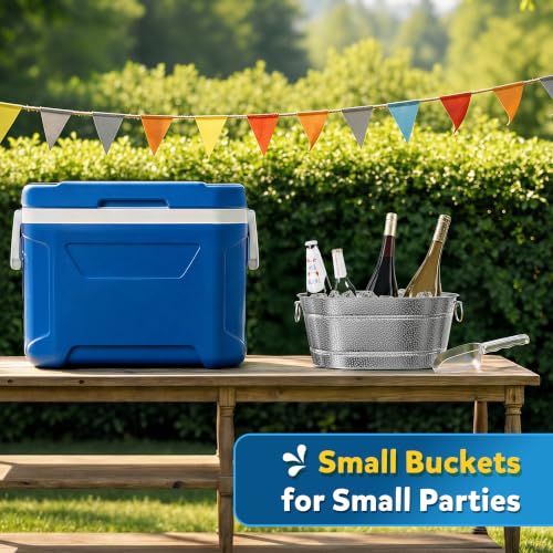 Small Galvanized Beverage Tub with Handles - 3 Gallon Ice Cooler for Parties