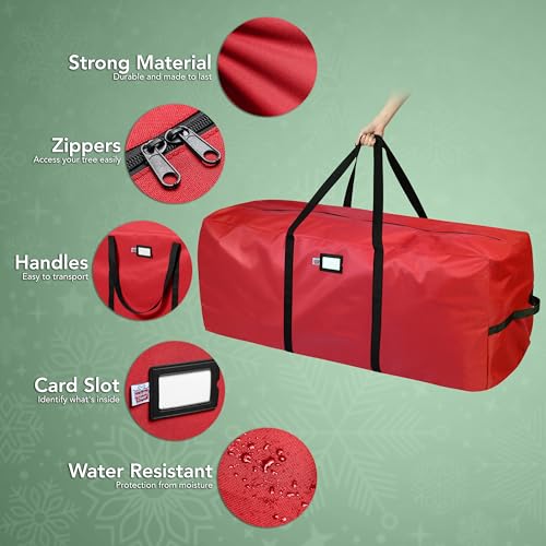 Waterproof Christmas Tree Storage Bag for 9ft Trees Heavy Duty Red