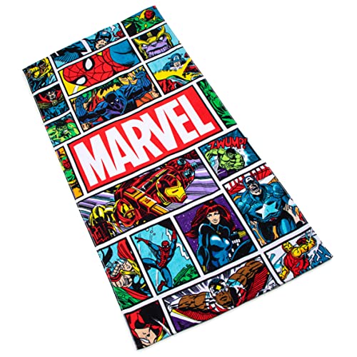 Vintage Comic Superhero Print Large Cotton Bath and Beach Towel 34 x 64