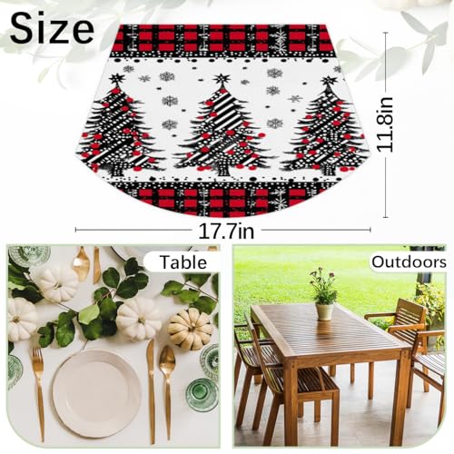 Buffalo Tree Christmas Placemats Set of 4 - Wedge & Round Holiday Table Decor