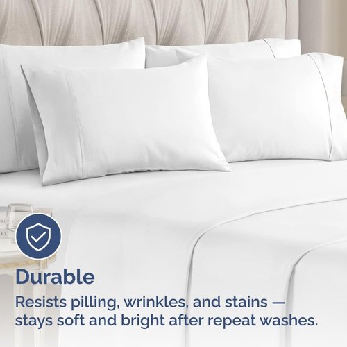 King Pillow Cases - Super Soft Hotel Quality Covers | 4 Pack - Wrinkle Free, Stain Resistant - 20" x 40" (White)