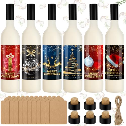 Jingmore 6-Pack Coquito Bottles 750ml Glass Bottles with Cork Lids & Accessories