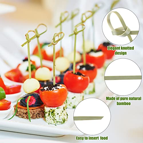Nuogo 1000 Pcs Bamboo Cocktail Picks Looped Knot Skewers 4.13 Inch - Party & Barware