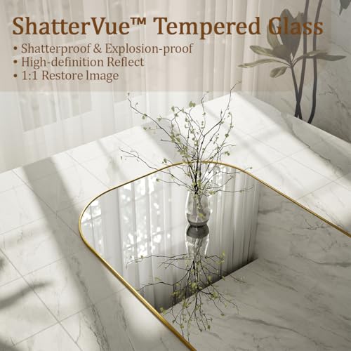 56" x 21" Full Length Floor Mirror with Stand, Shatterproof Arched Mirror