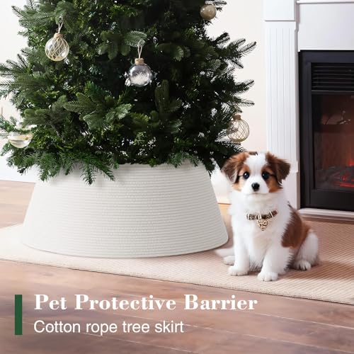 Degeyoyo White Large Christmas Tree Collar for 6-9ft Trees, Adjustable 20-28in