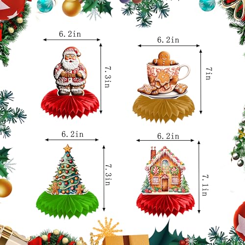 Christmas Gingerbread Honeycomb Centerpieces - 9 Pack Holiday Party Decorations