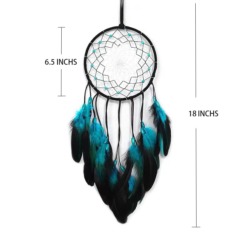 Handmade Blue Feather Dream Catcher Wall Hanging Decor 18-Inch