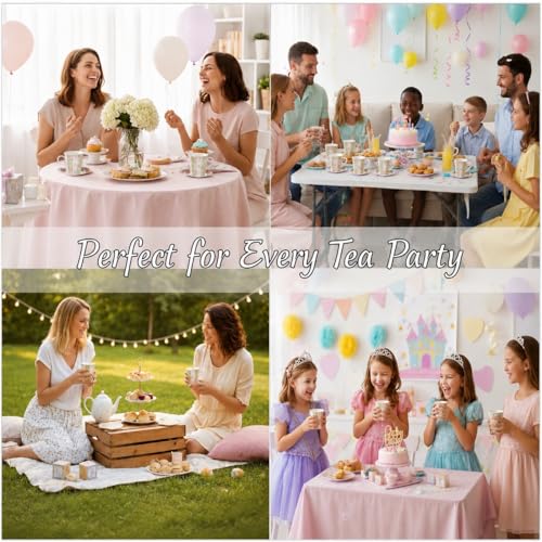 Gift Boutique Floral Tea Party Paper Cups & Saucers Set - 24 Pack, 5 Inch