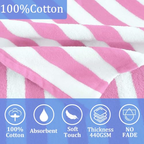 Pink Stripe Hooded Toddler Towel - 100% Cotton Bath & Beach Towel (40x25)