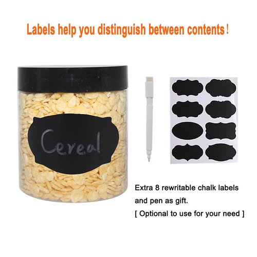 Zmybcpack 12 Pack 20oz (600ml) Clear Plastic Jars With Lids, Labels, 1 Pen - Empty Storage Containers for Dry Food, Peanut, Spice