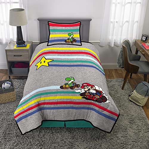 Mario Kart Twin Bedding Set - 2-Piece Quilt and Sham for Kids