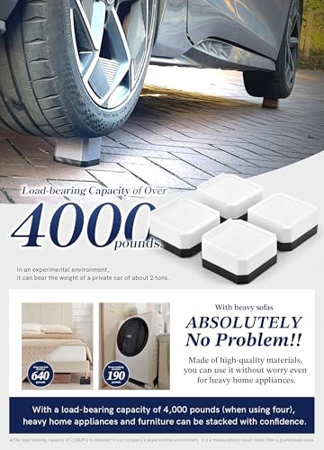 Heavy-Duty Adjustable Bed Risers - 4 Pack Stackable Furniture Risers, 4000 lbs