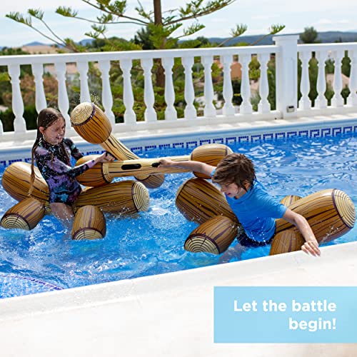 Large Inflatable Battle Logs Joust Game Pool Floats for Adults & Kids - Water Gladiator