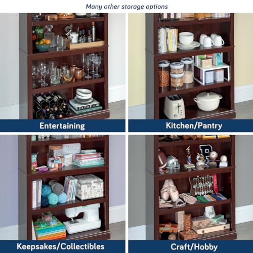 5-Shelf Bookcase with Adjustable Shelving, Cherry Finish Storage Unit