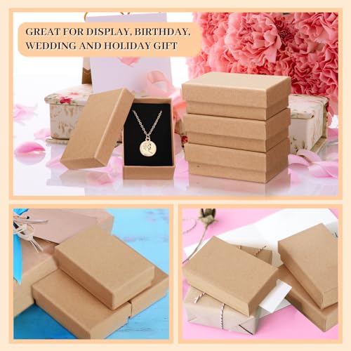 Tenceur 100 Pcs Christmas Jewelry Gift Boxes Bulk - 3.2 x 2 x 1.2 in Brown