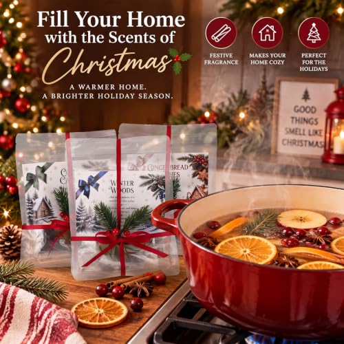 Loopeer 6 Pack Christmas Simmer Pot Potpourri Kit - Holiday Gift Set with Labels & Decorations