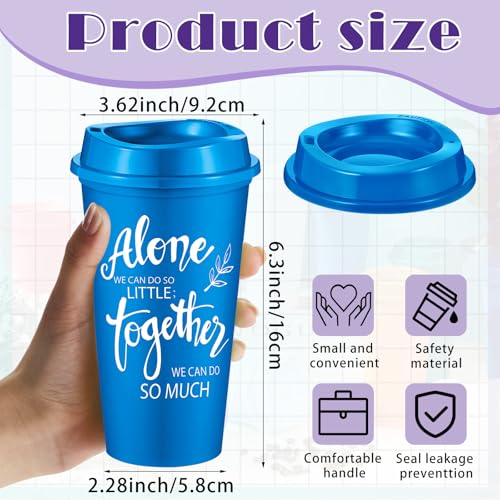 FillTouch 12 Pcs Bright Color Reusable Coffee Cups with Leak Proof Lids - Office Gifts