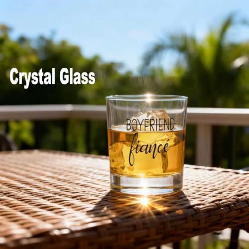 DeeCoo Engagement Gift Set for Couples Whiskey & Wine Glasses - Fiancee & His & Hers Celebration Gift