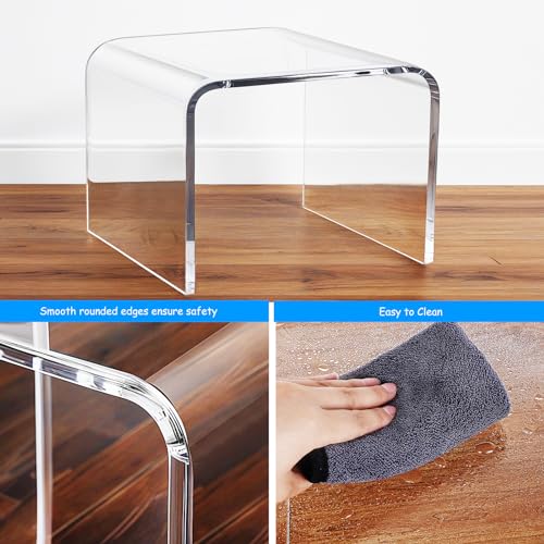 Clear Acrylic Step Stool, Modern U-Shaped Bathroom Stool, 250lb Capacity