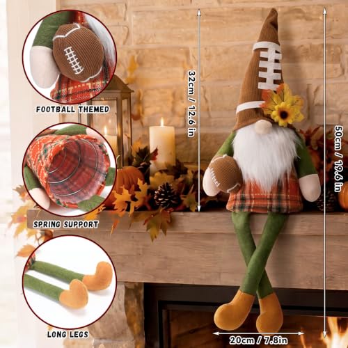 17.7-Inch Fall Football Gnome Tree Topper - Thanksgiving Tomte Plush Decor