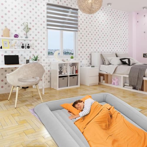 Portable Inflatable Kids Air Mattress with Safety Walls for Travel