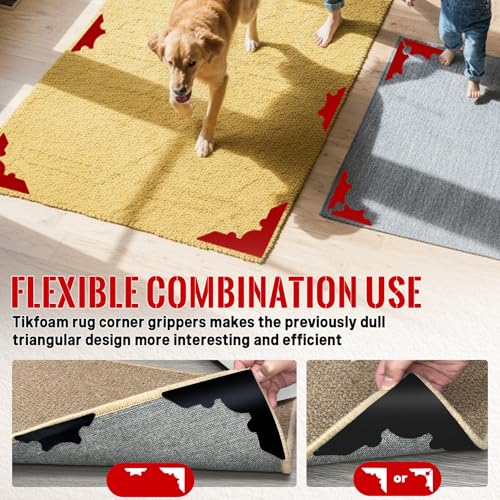 Reusable Non-Slip Rug Grippers - 8 Piece Double-Sided Carpet Tape Set