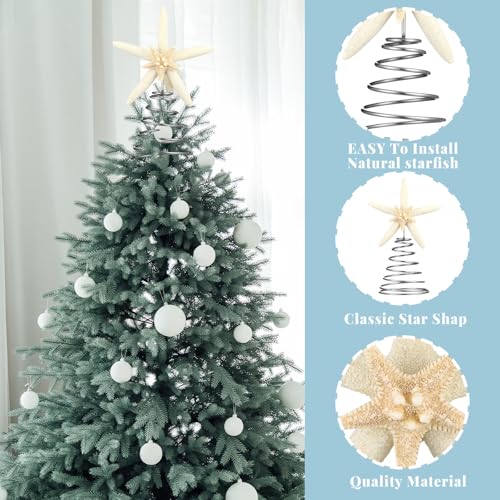 Beach Coastal Christmas Tree Decorations Set with Starfish Tree Skirt & Topper - Summer Beach Theme