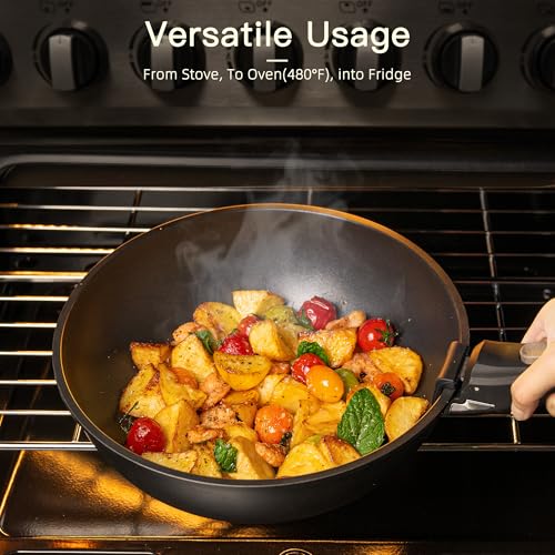 21-Piece Nonstick Ceramic Cookware Set with Removable Handle, Black