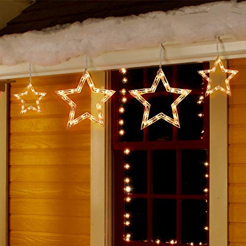 Minetom 8.5 Ft 6-Star Icicle Christmas Lights - 100 Mini Bulbs Connectable Warm White, 1 PC - 6 Drops